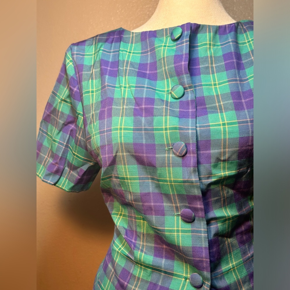 Vintage 1970's Plaid Punk Math Nerd two tone women size 10p - Picture 4 of 10